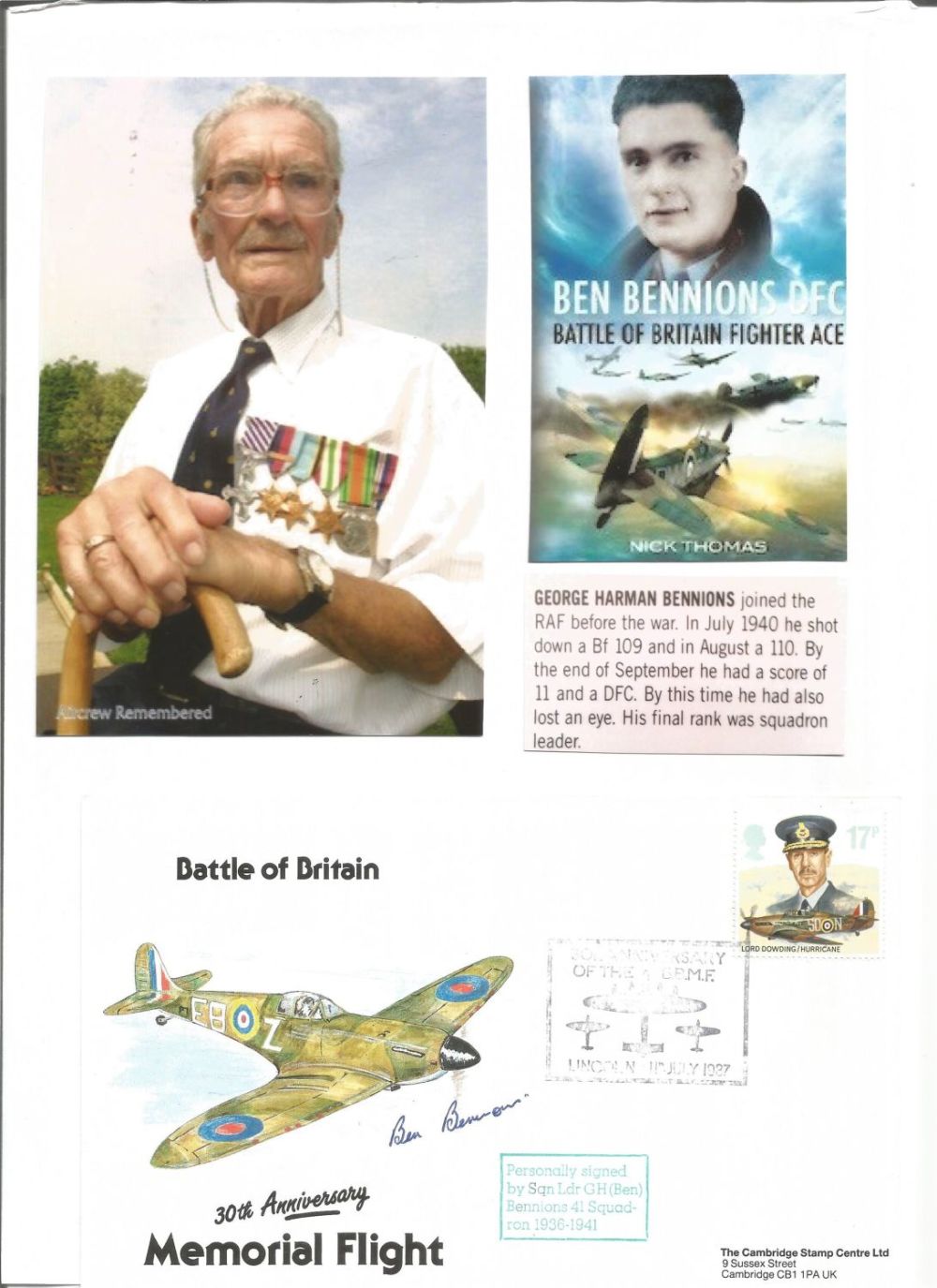 Lot 533: WW2 BOB fighter pilot Bennions, George 41 sqn...