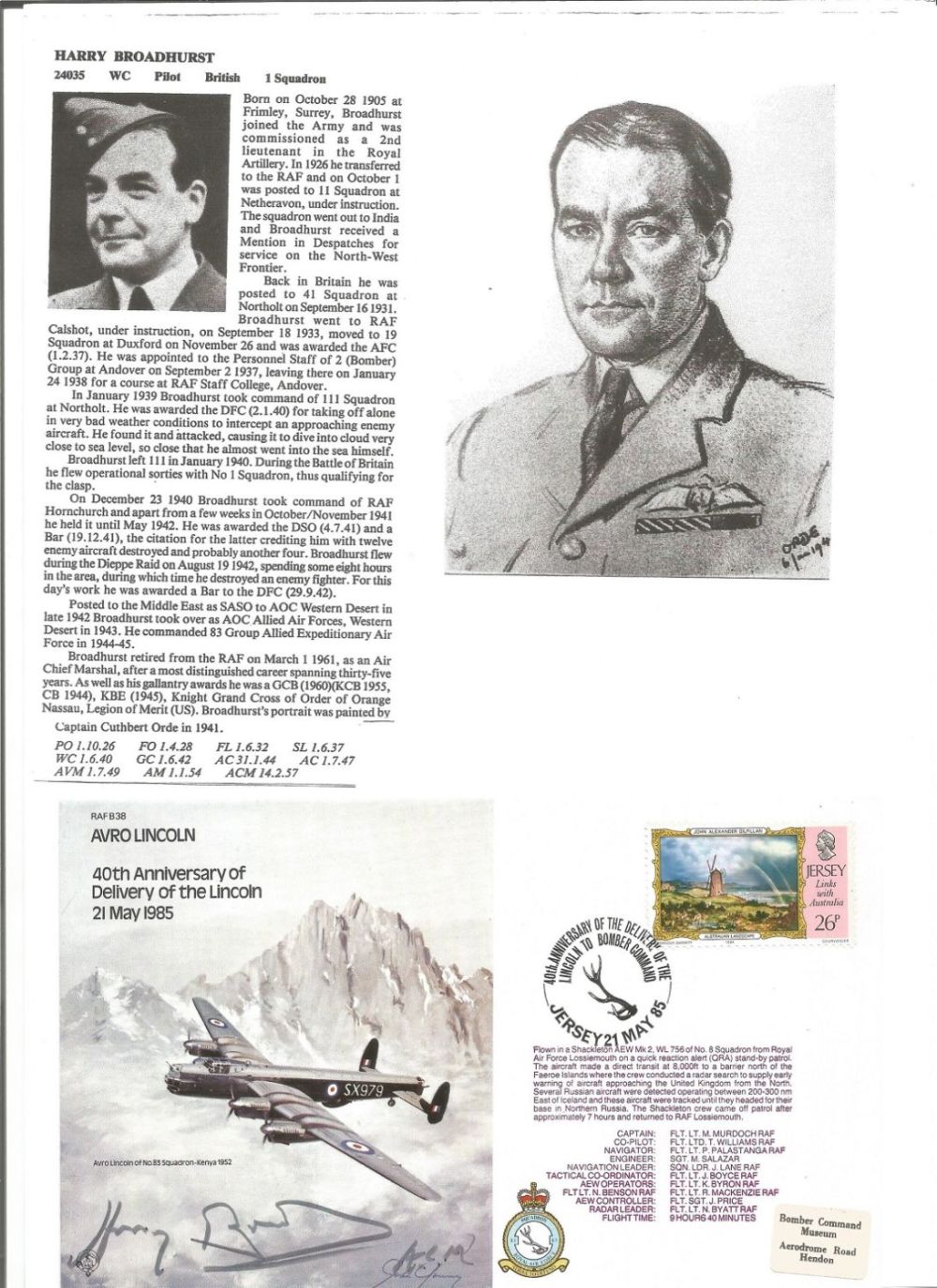 Lot 540: WW2 BOB fighter pilot Broadhurst, Harry 1 sqn...