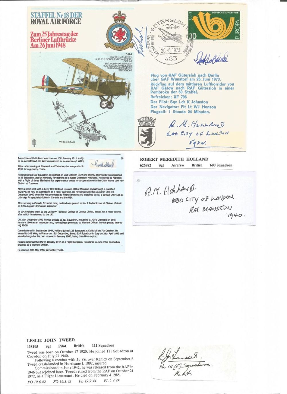 Lot 563: WW2 BOB fighter pilot Robert Holland 600 sqn,...