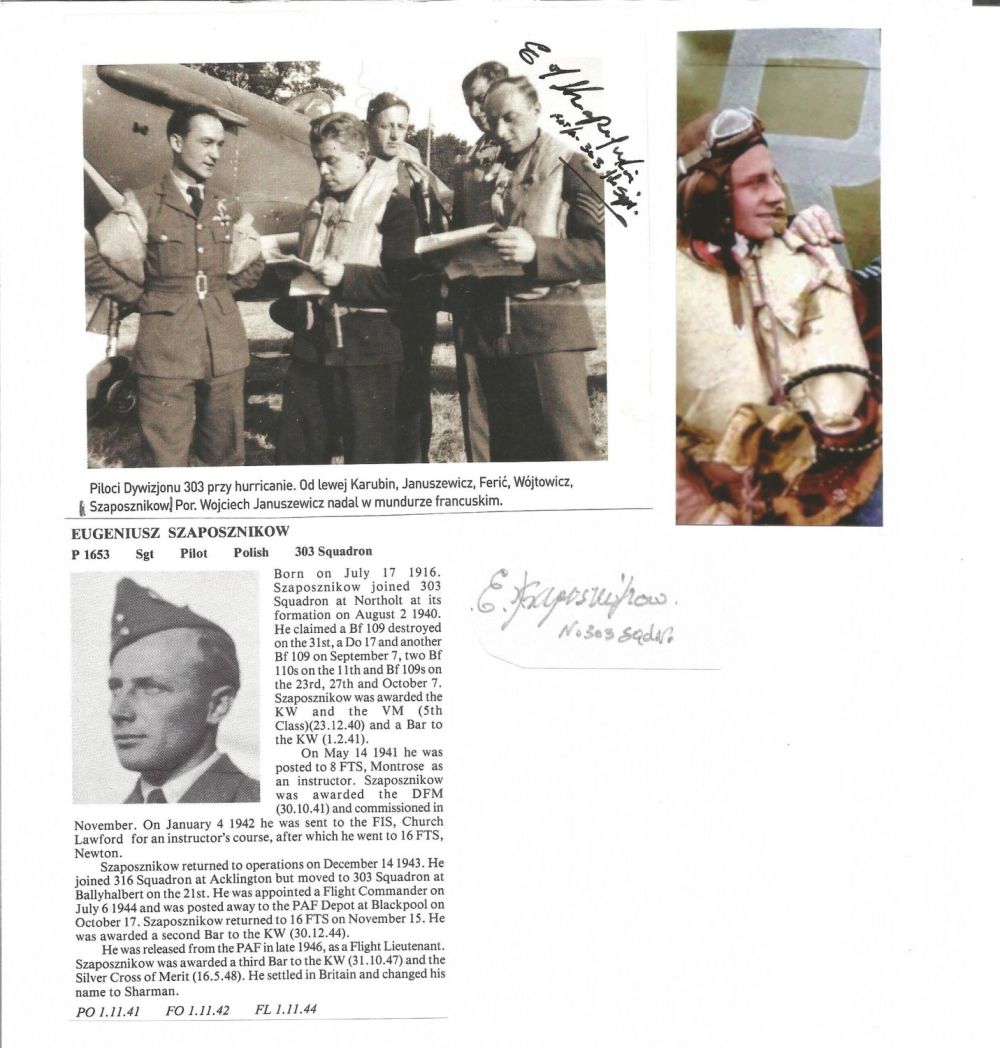 Lot 566: WW2 BOB fighter pilot Szaposznikow, Eugeniusz 303 sqn...