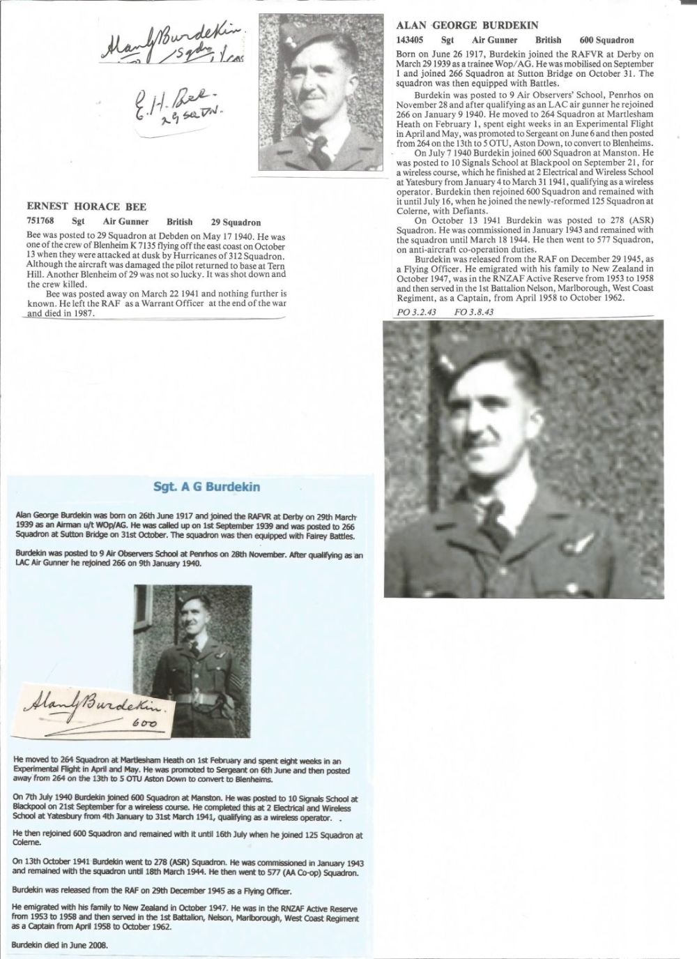Lot 582: WW2 BOB fighter pilot Alan Burdekin 600 sqn...