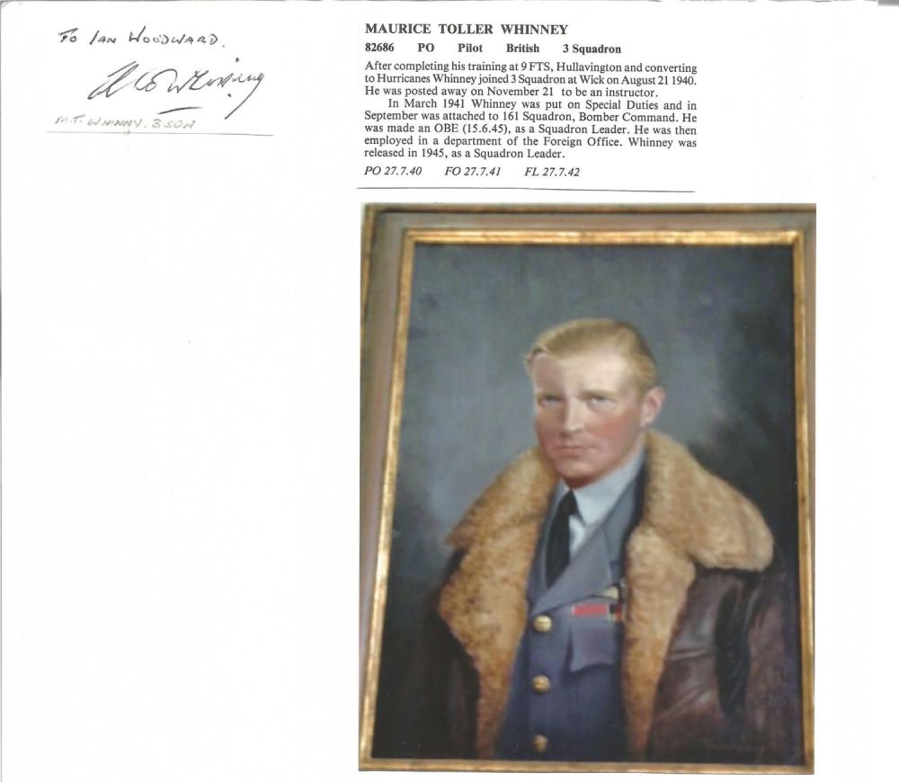 Lot 595: WW2 BOB fighter pilot Maurice Whinney 3 sqn...