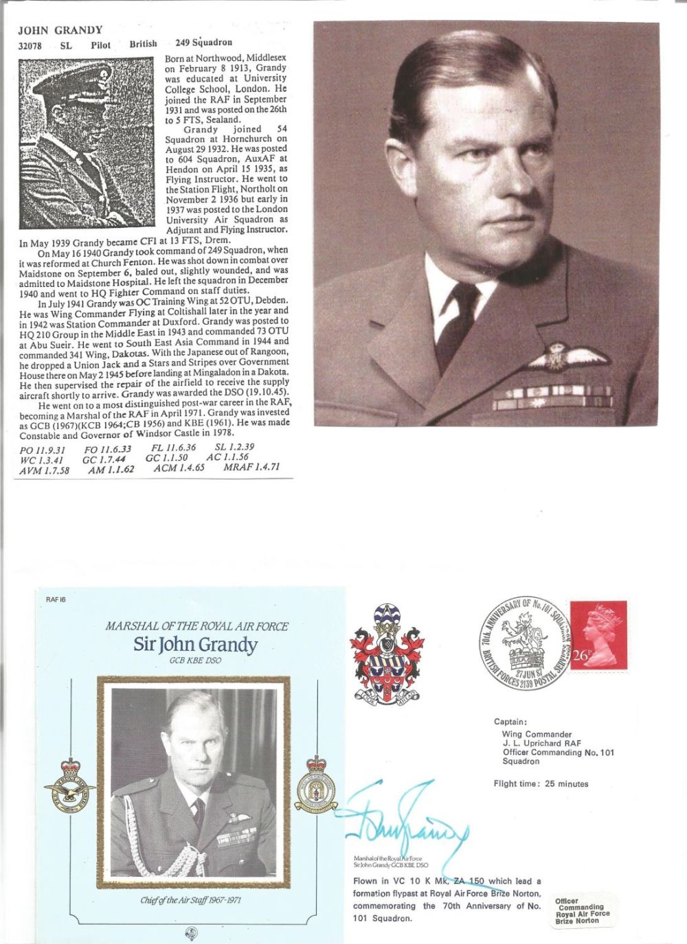 Lot 597: WW2 BOB fighter pilot Sir John Grandy 249...