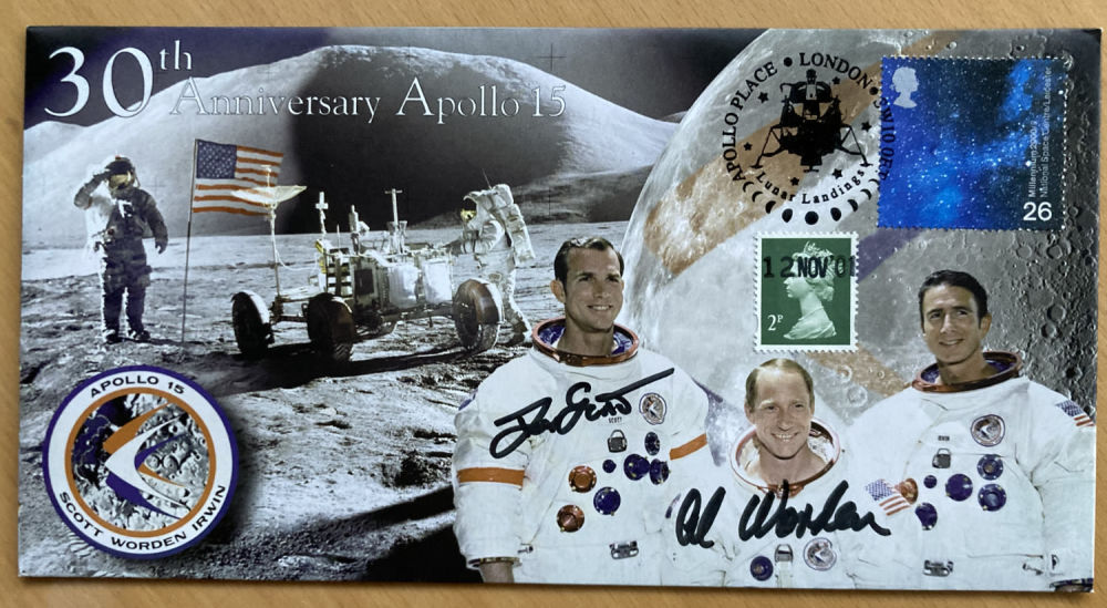 Lot 29: Apollo 15 astronauts Al Worden and moonwalker Dave...
