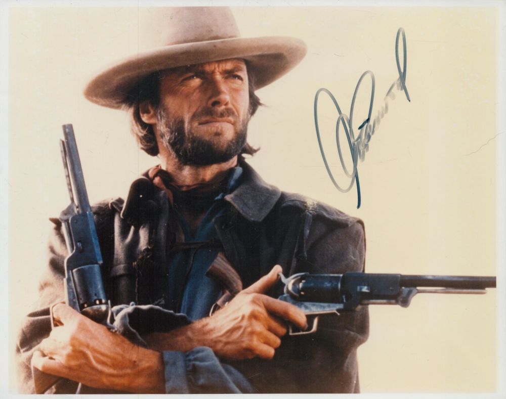 Lot 58: Clint Eastwood signed 10x8 inch colour photo. Good...