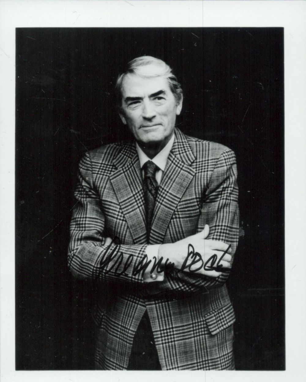 Lot 62: Gregory Peck signed 5x4 inch black and white...
