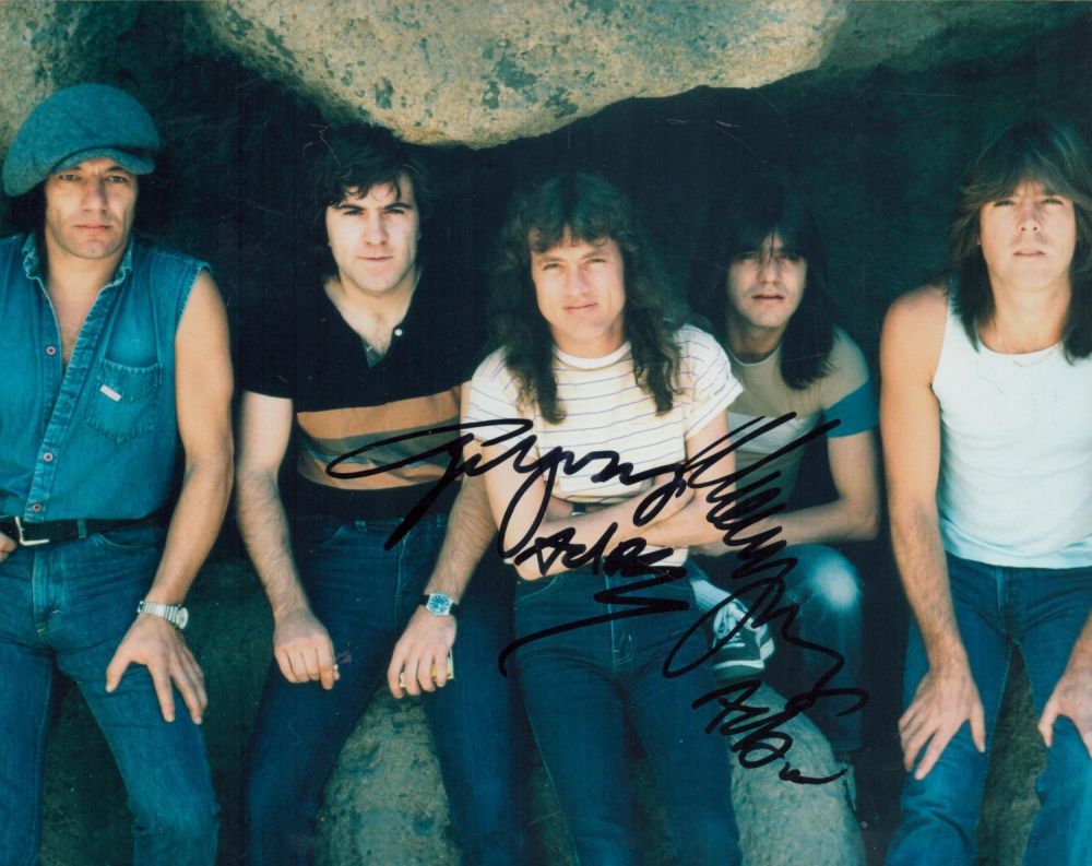 Lot 84: Angus Young and Stevie Young signed 10x8 inch...
