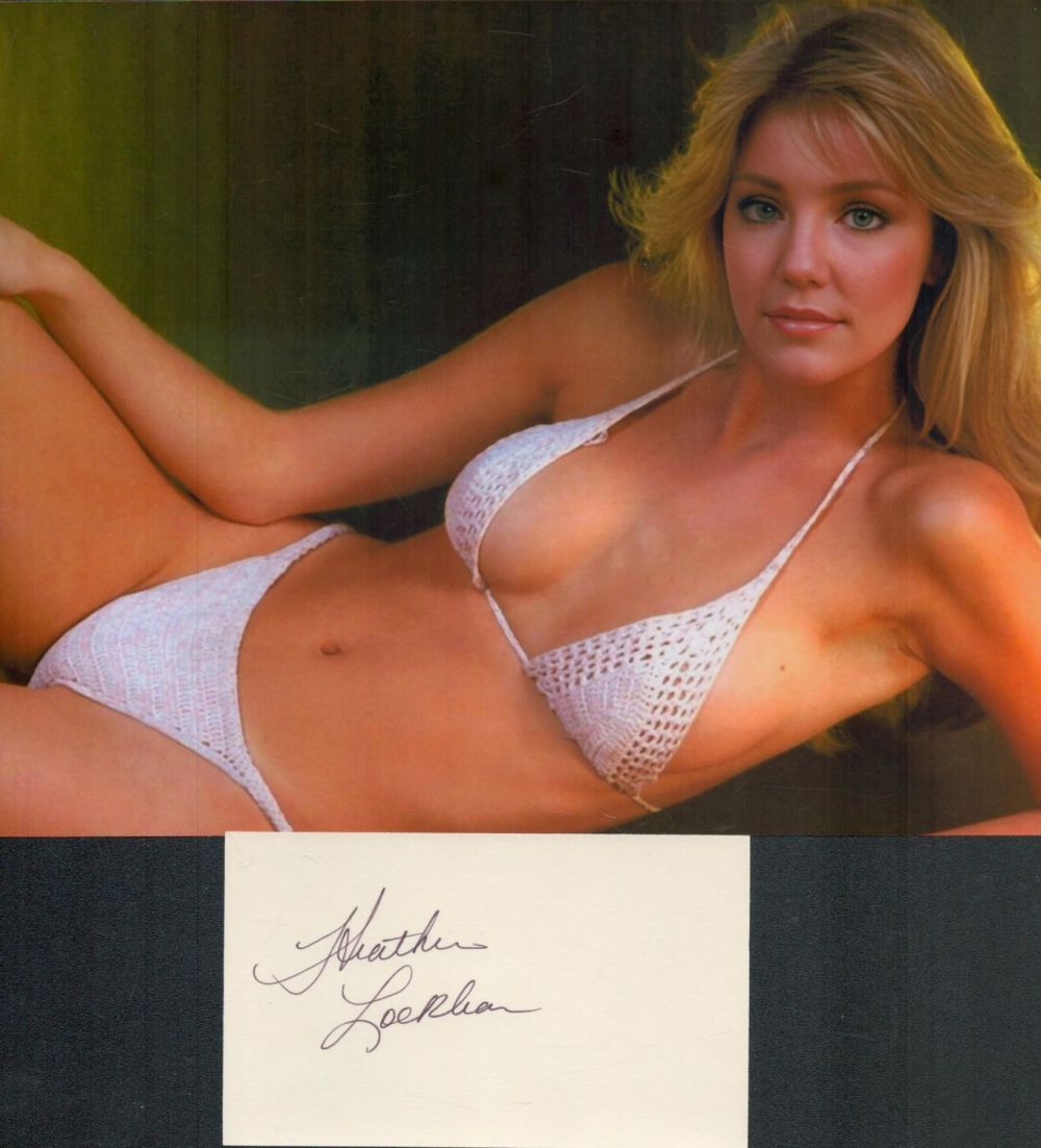 Lot 157: Heather Locklear signed 5x3 white card and 10x8...