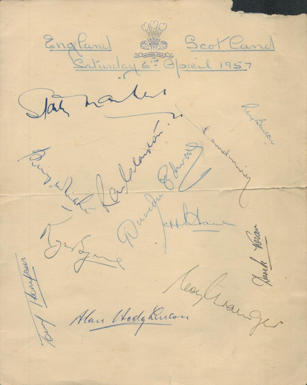 Lot 204: England v Scotland 6th April 1957 multi signed...
