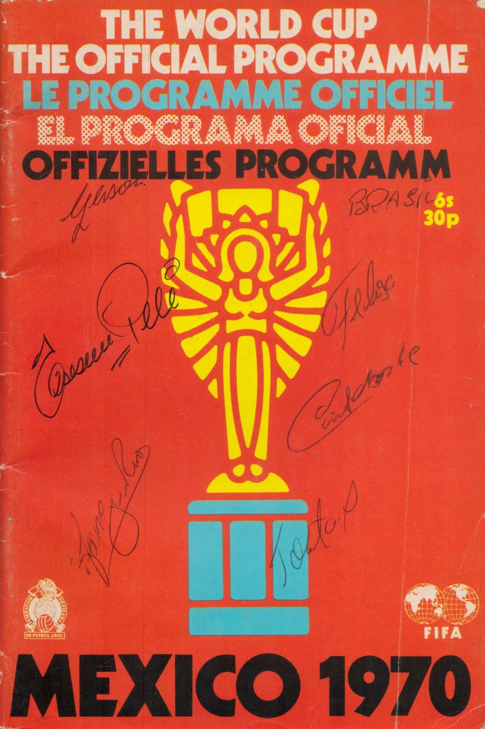 Lot 206: Brazil 1970 Legends multi signed Mexico 1970 vintage...