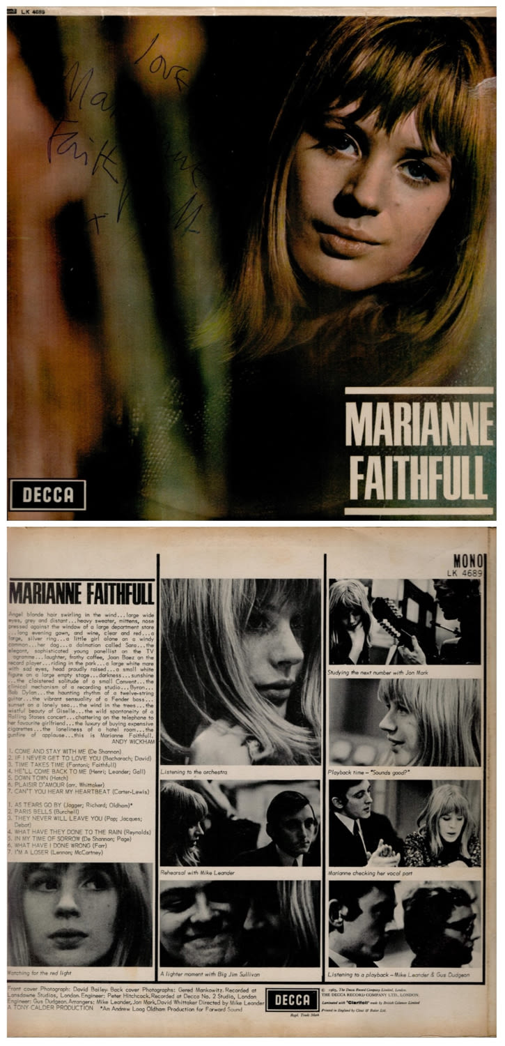 Lot 209: Marianne Faithfull signed colour picture album sleeve includes...