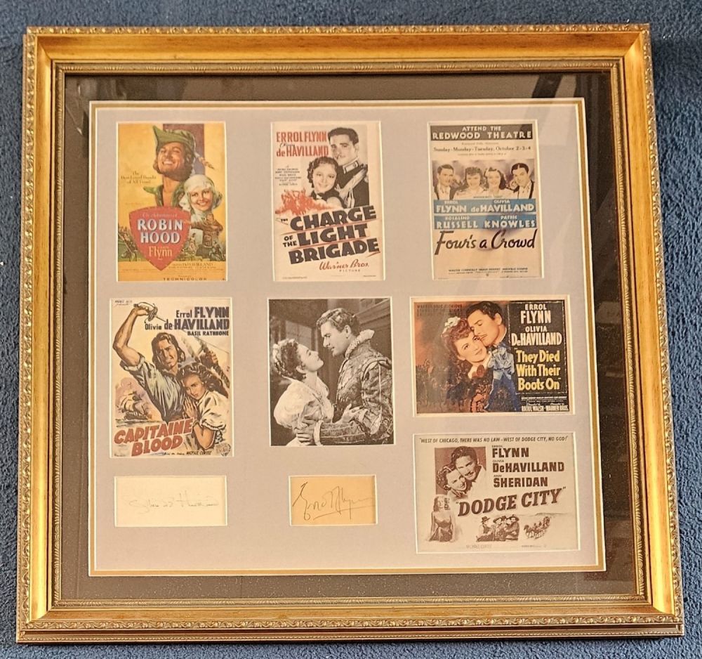 Lot 219: Errol Flynn and Olivia de Havilland 27x26 inch...