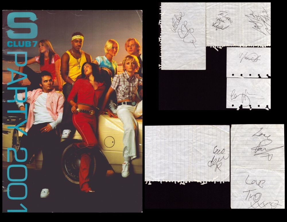 Lot 245: S Club 7 signature piece includes 4 signed...