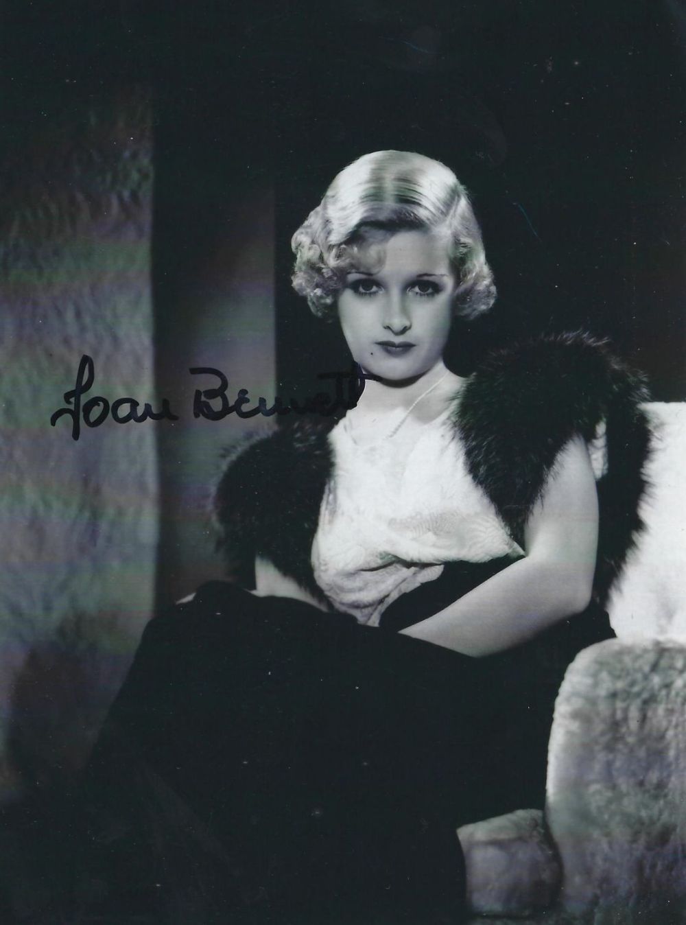 Lot 175: Joan Bennett signed 8x6 inch vintage black and...