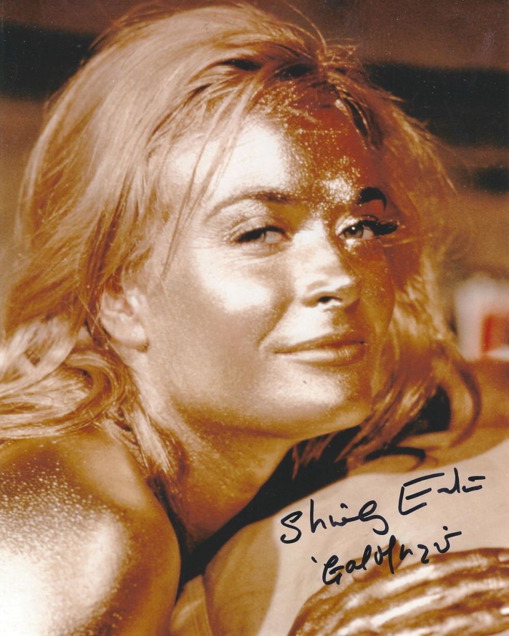Lot 191: Shirley Eaton signed 10x8 inch Goldfinger colour photo....