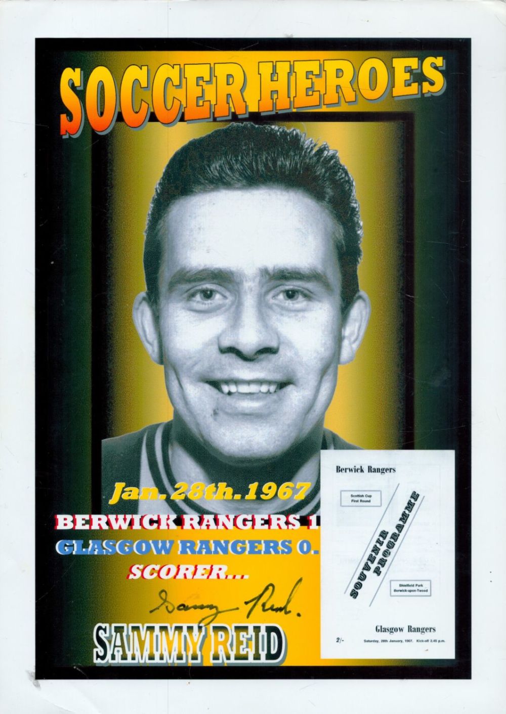 Lot 217: Sammy Reid signed 10x8 inch Soccer Heroes montage...