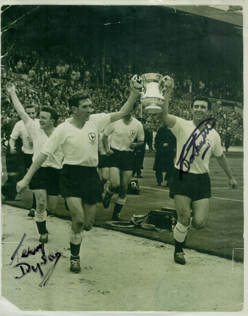 Lot 222: Terry Dyson and Bobby Smith signed Tottenham Hotspur...