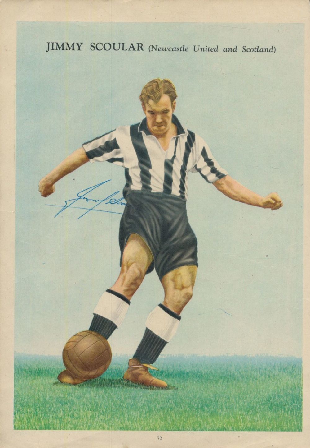 Lot 228: Jimmy Scoular signed 11x7 inch Newcastle United colour...