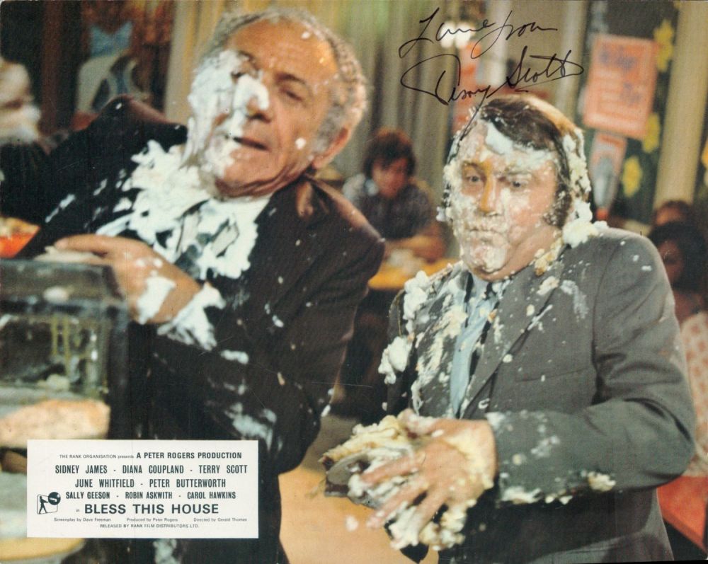 Lot 233: Terry Scott signed Bless this House 10x8 inch...
