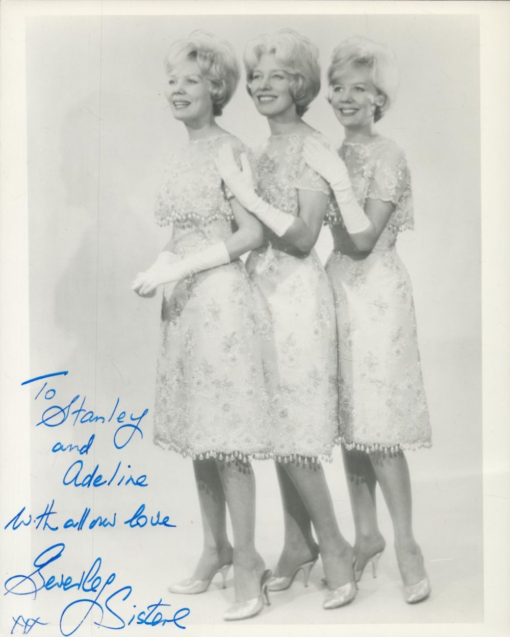 Lot 242: Beverley Sisters signed 10x8 inch black and white...