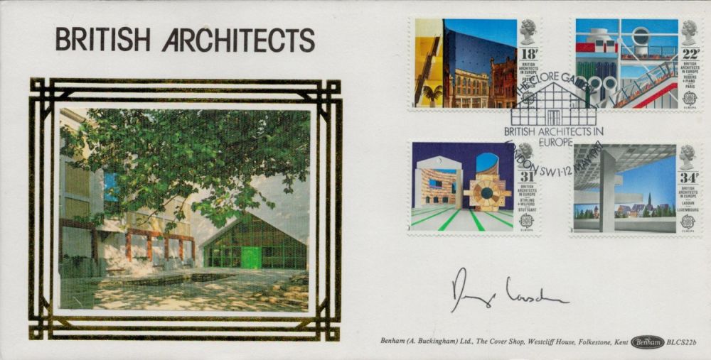 Lot 286: Denys Lasdun signed FDC Benham. British Architects. Four...