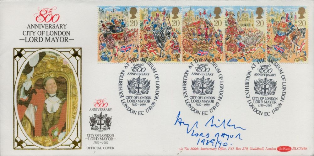 Lot 309: Sir Hugh Bidwell signed FDC Benham. Lord Mayor...