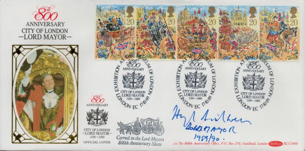 Lot 310: Sir Hugh Bidwell signed FDC Benham. Lord Mayor...