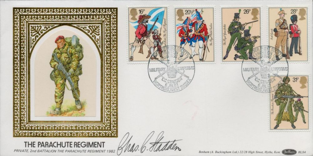 Lot 313: Chas C. Stadden signed FDC Benham. The Parachute...