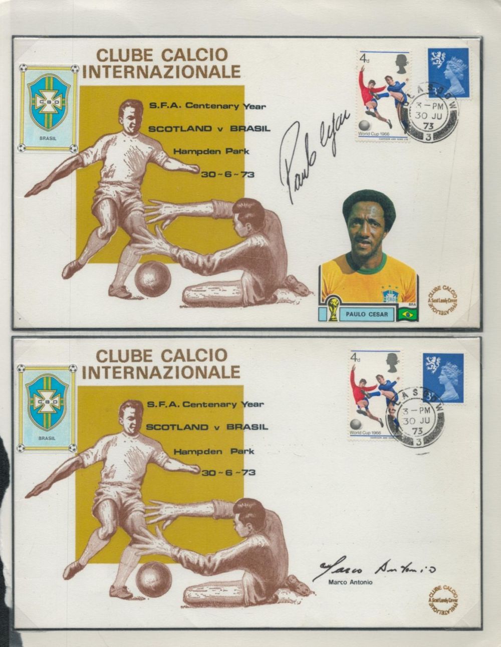 Lot 334: 1973 Brazil legends Paulo Ceasar and Marco Antonio...