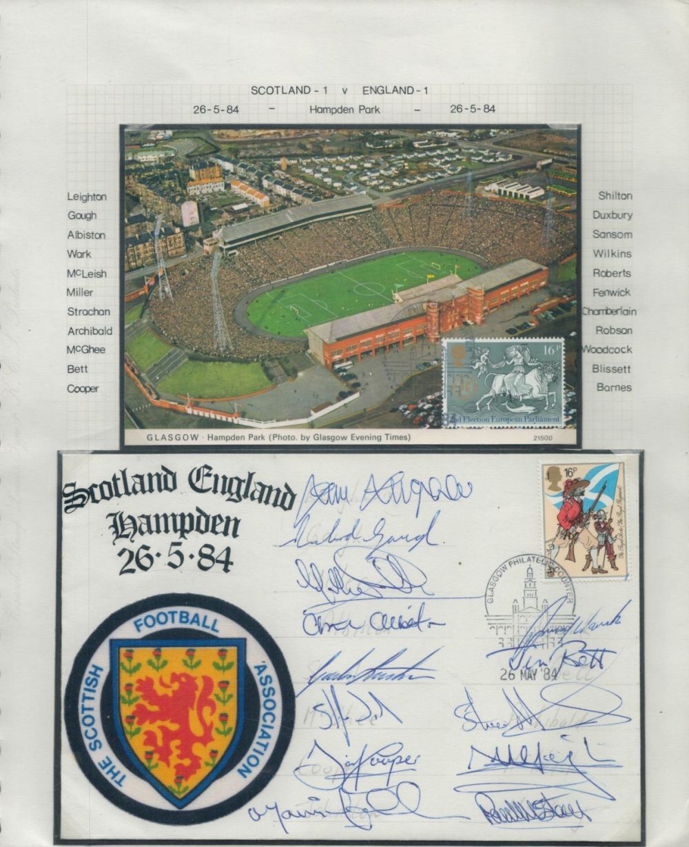 Lot 337: 1984, 13 Scotland team signed football match cover...