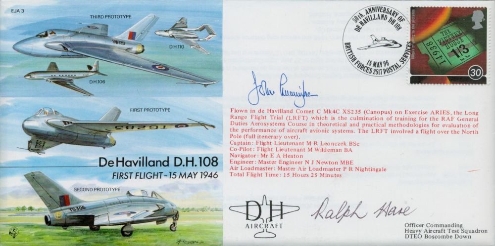 Lot 349: John Cunningham and Ralph Hare signed EJA3 cover....