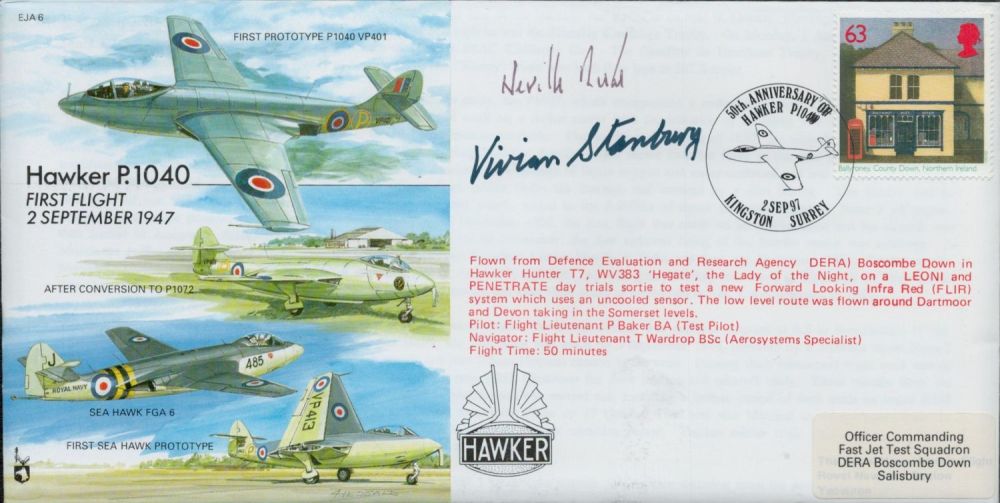 Lot 352: Neville Duke and Vivian Stanbury signed EJA6 cover....