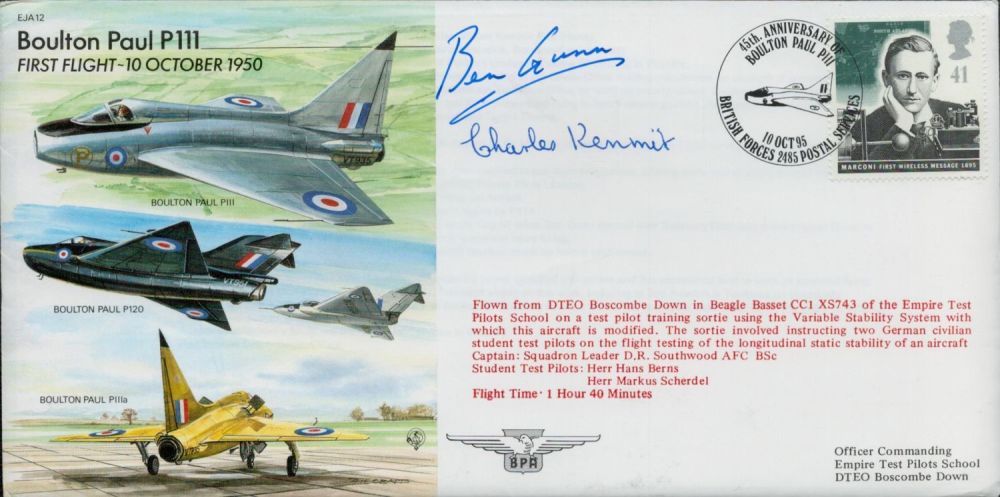 Lot 356: Ben Gunn and Charles Kenmir signed EJA12 cover....