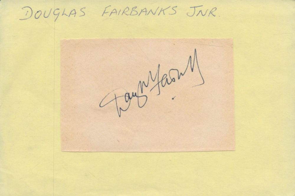 Lot 387: Douglas Fairbanks Jnr signed 6x4 inch album page....