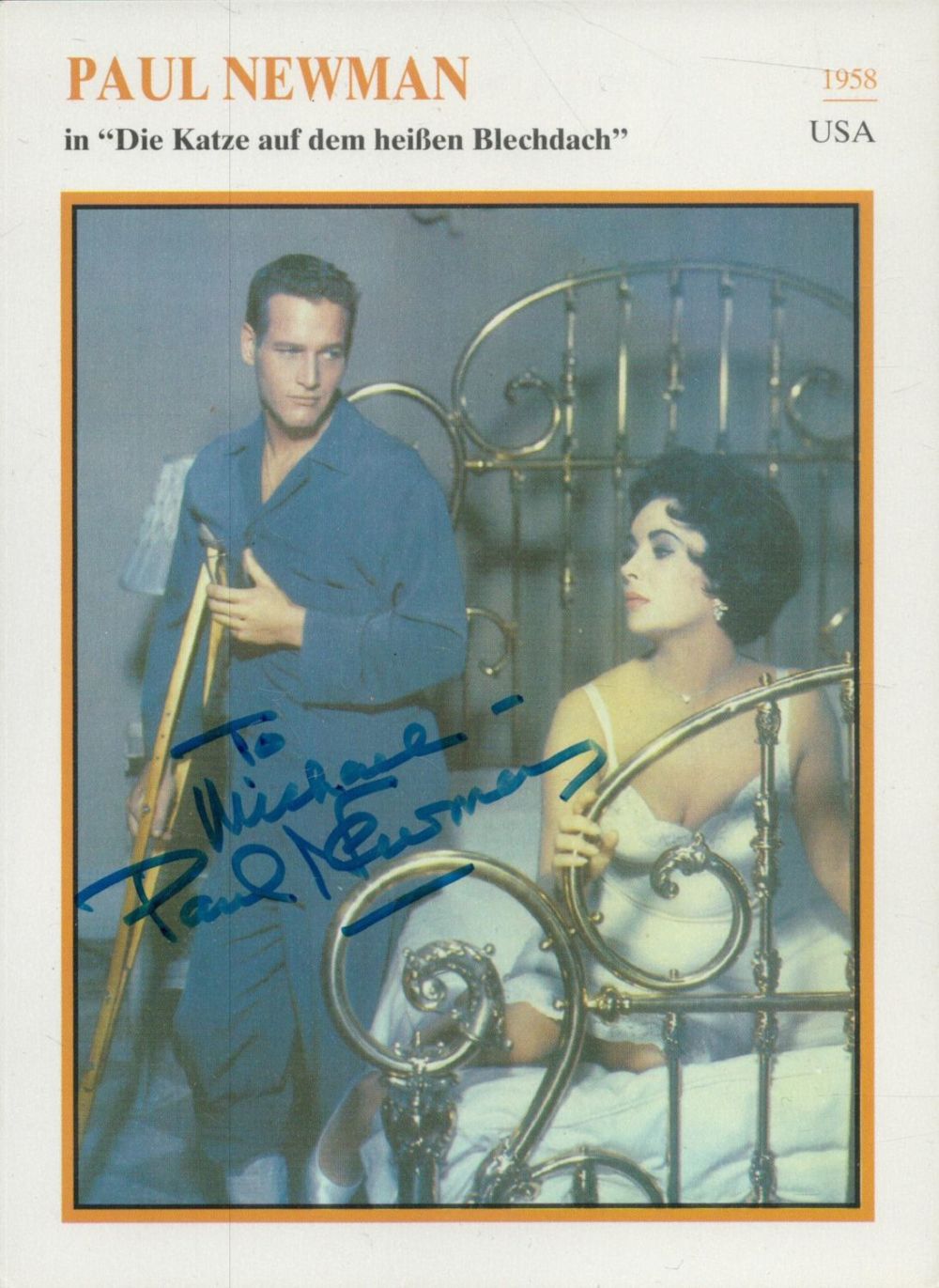Lot 395: Paul Newman signed 7x5 inch colour promo photo...