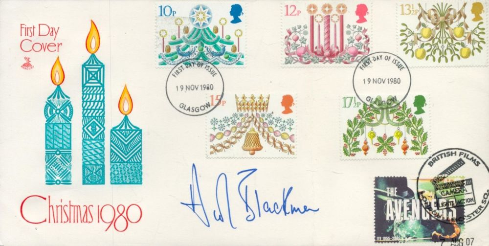 Lot 468: Honor Blackman signed Christmas 1980 FDC triple PM...