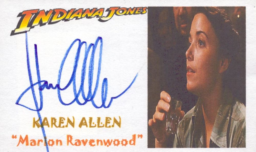 Lot 476: Karen Allen signed Marion Ravenwood Indiana Jones 6x4...