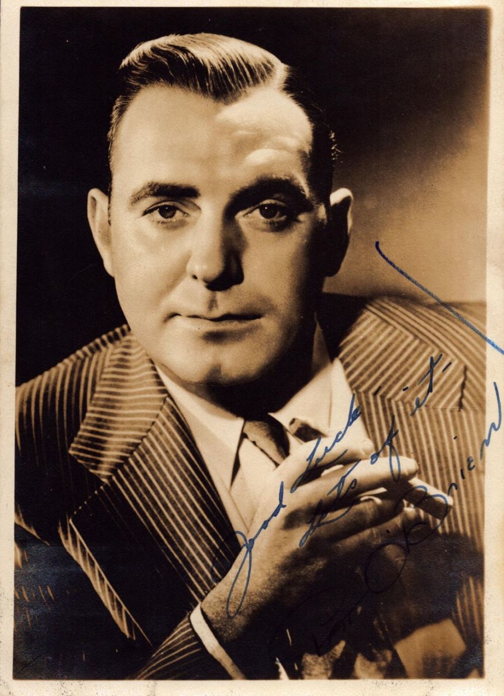 Lot 494: Pat O'Brien signed 7x5 inch vintage sepia photo....