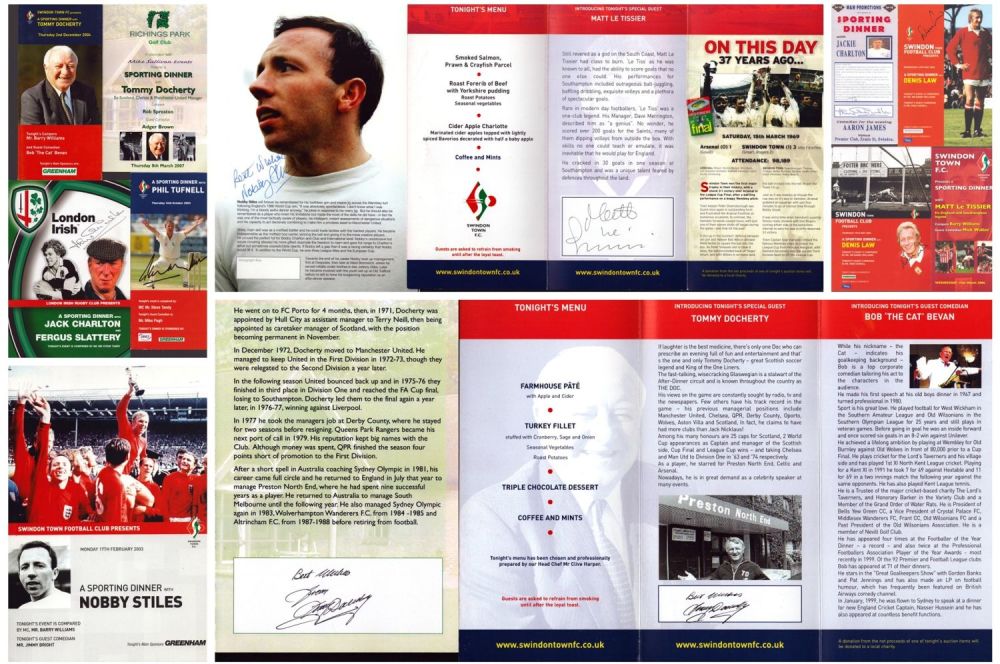 Lot 522: Sport Collection of 5 Signed Dinner Menus, Signatures...