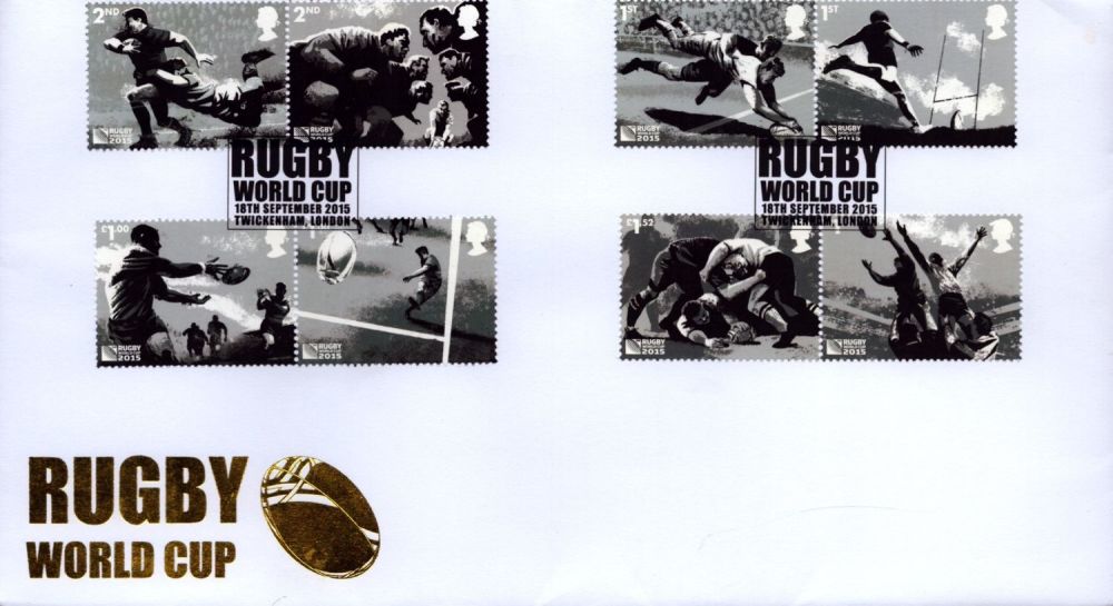 Lot 529: Rugby Union World cup Unsigned FDC double PM...