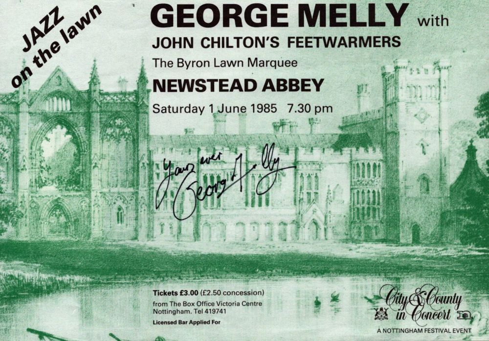 Lot 547: George Melly signed 8x6 inch Jazz on the...