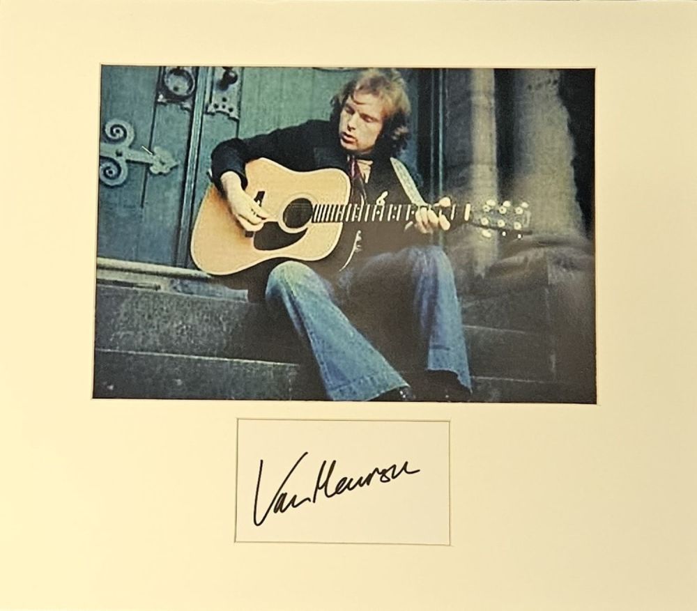 Lot 555: Van Morrison signed on small piece signature display...