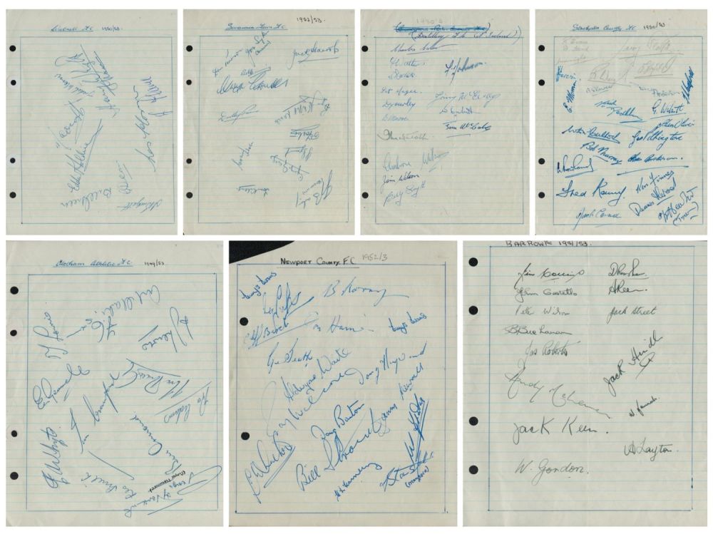 Lot 557: Collection of 7 x signed Football Team Sheet....
