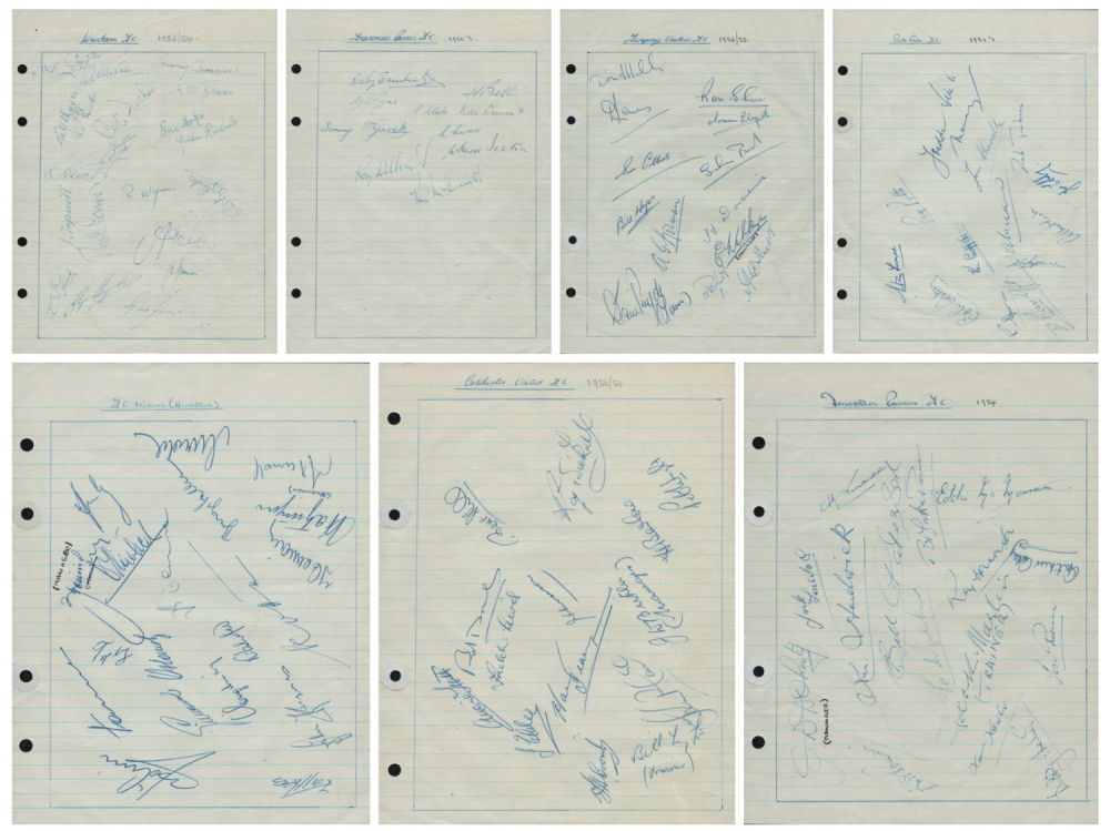 Lot 559: Collection of 7 x signed Football Team Sheet....