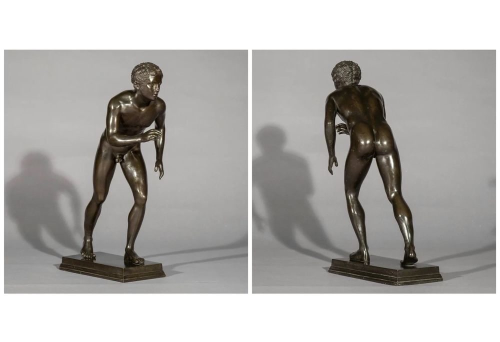 Lot 566: Grand Tour Bronze Figure of an Athlete. (Peacock's...