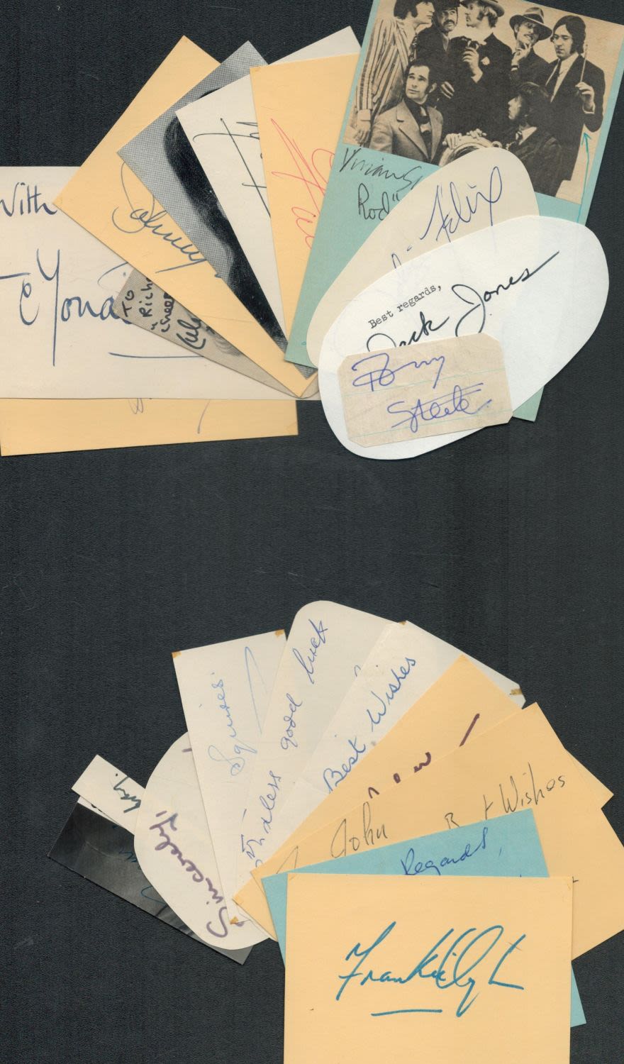 Lot 678: 1960's pop music signatures on cuttings and pages....