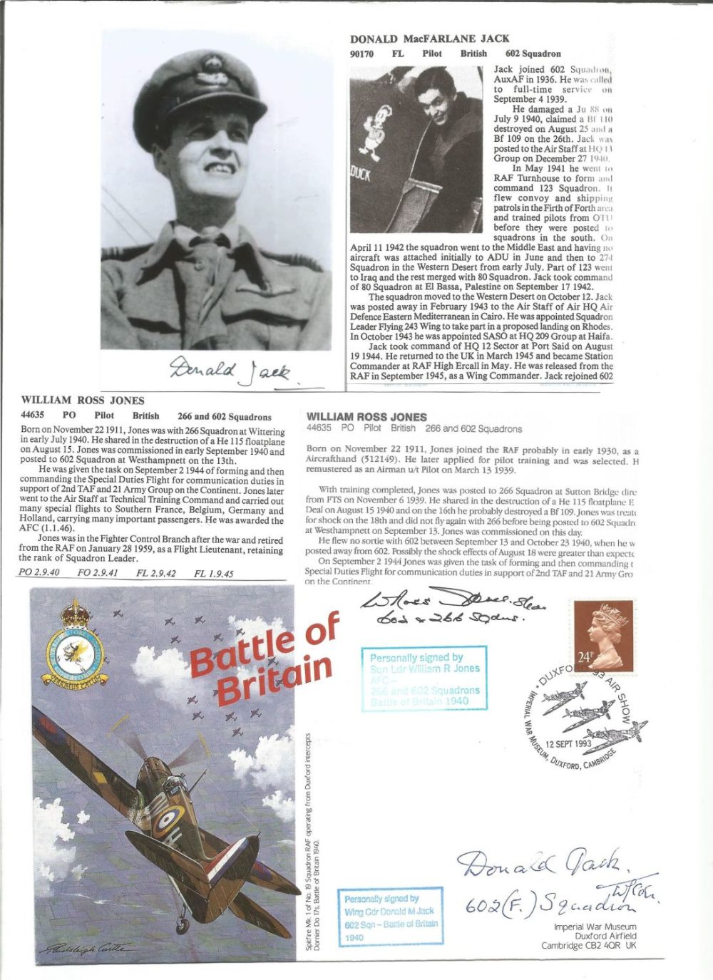 Lot 778: WW2 BOB fighter pilot Donald Jack 602 sqn...
