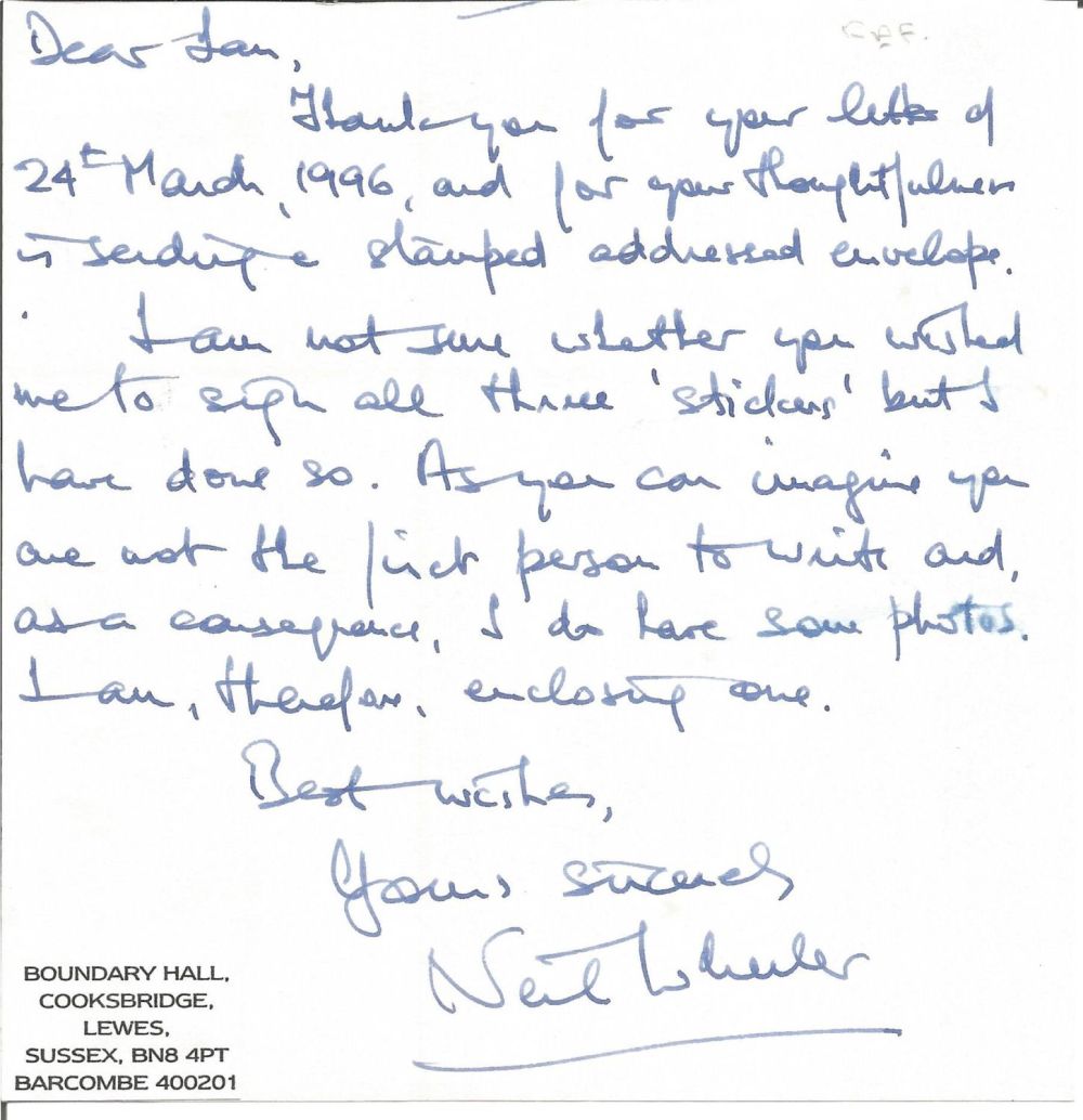 Lot 838: WW2 BOB fighter pilot Neil Wheeler hand written...