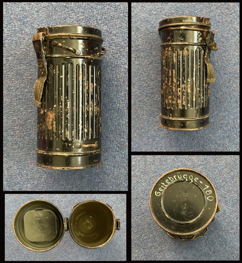 Lot 412: WW2 Vintage Empty Gas Mask Canister. Signs of...