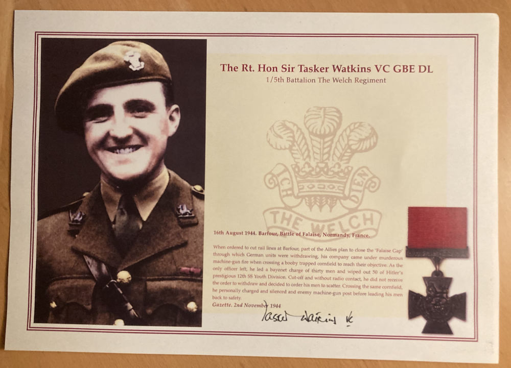 Lot 304: WW2 Victoria Cross winner Sir Tasker Watkins VC...